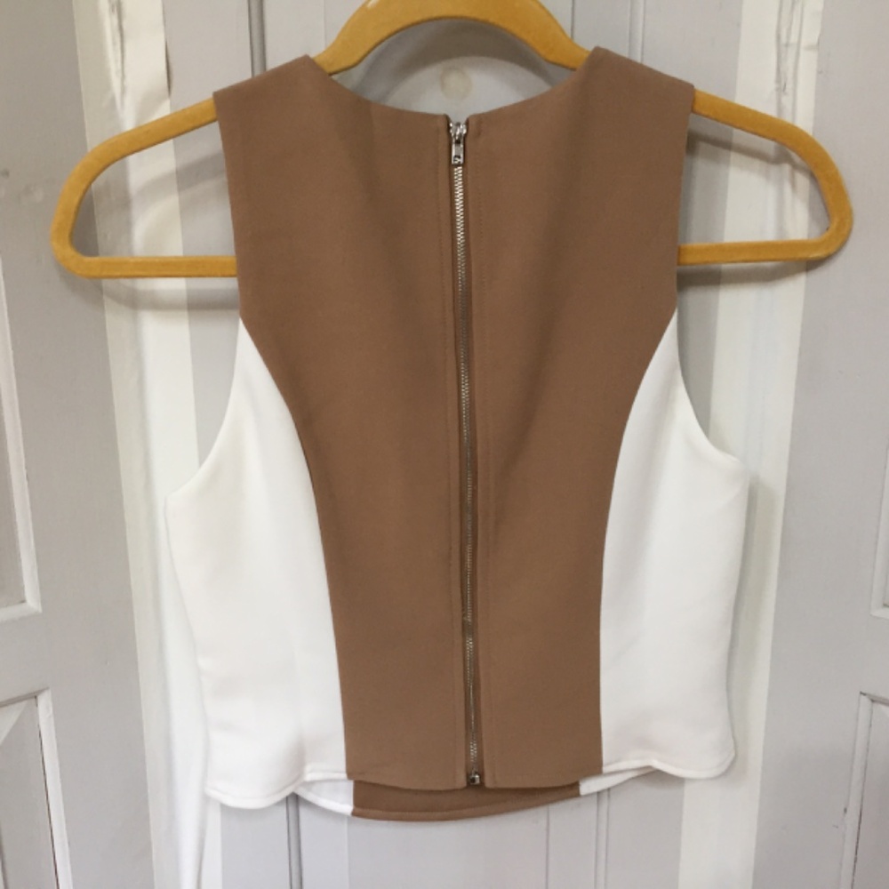 Anthropologie Flay White Brown and White Crop Top - Picture 14 of 16